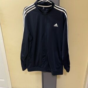 Adidas Black Track Jacket with White Stripes